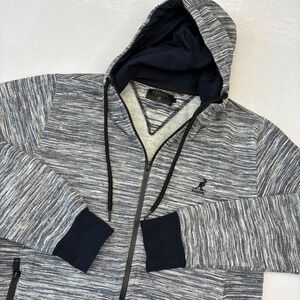 Kangol Full Zip Hoodie Mens Large Navy White Space Dye Marled Fleece K606565C